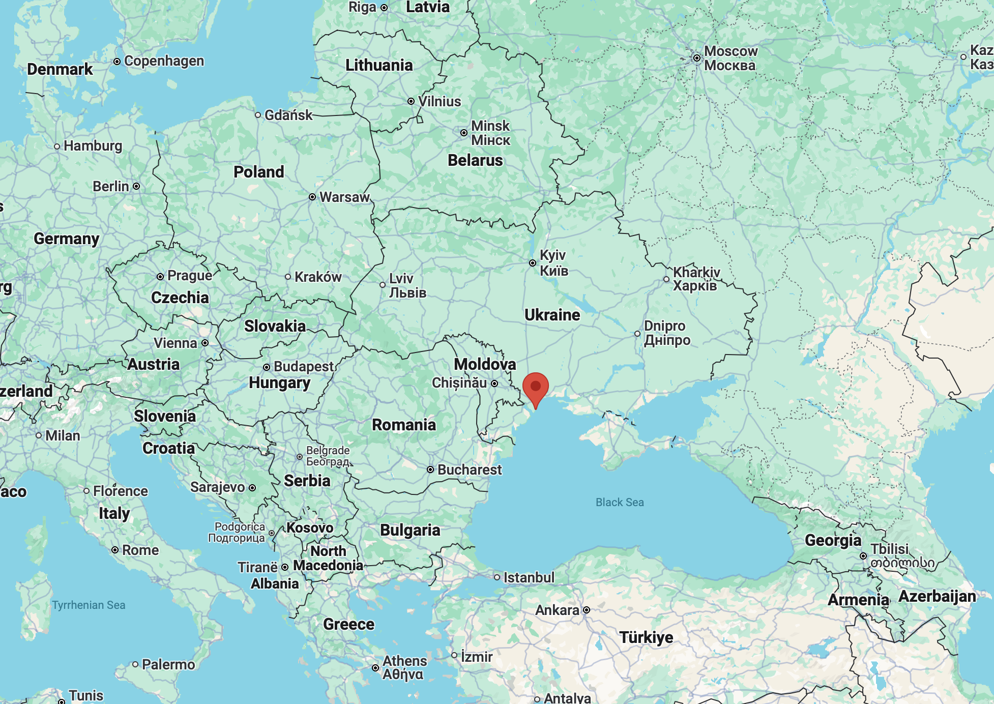 Map showing Chornomorsk